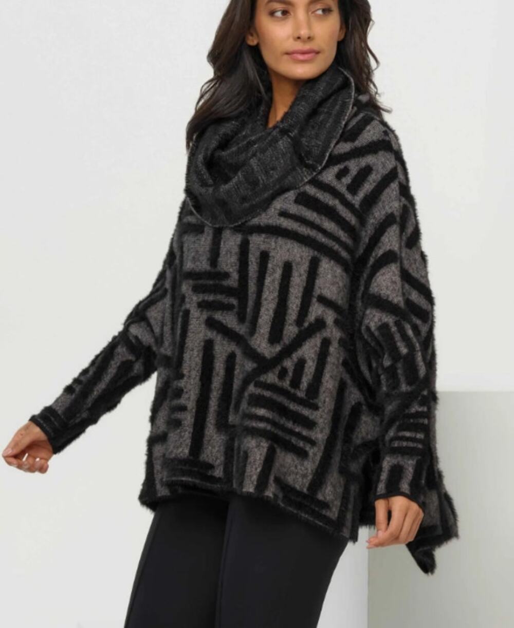 Anatomie NEW Jaxson Sweater 3D Tribal Print black gray size 1 (XS-M) oversized